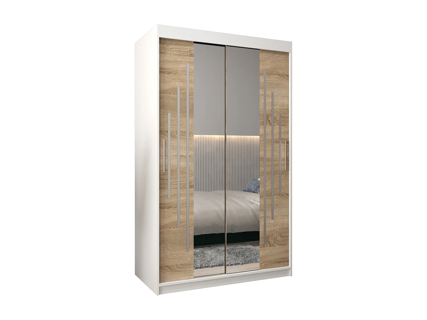 ARMOIRE YORK 1 À PORTES COULISSANTES 200/120/62 2 Portes (Blanc/Sonoma)