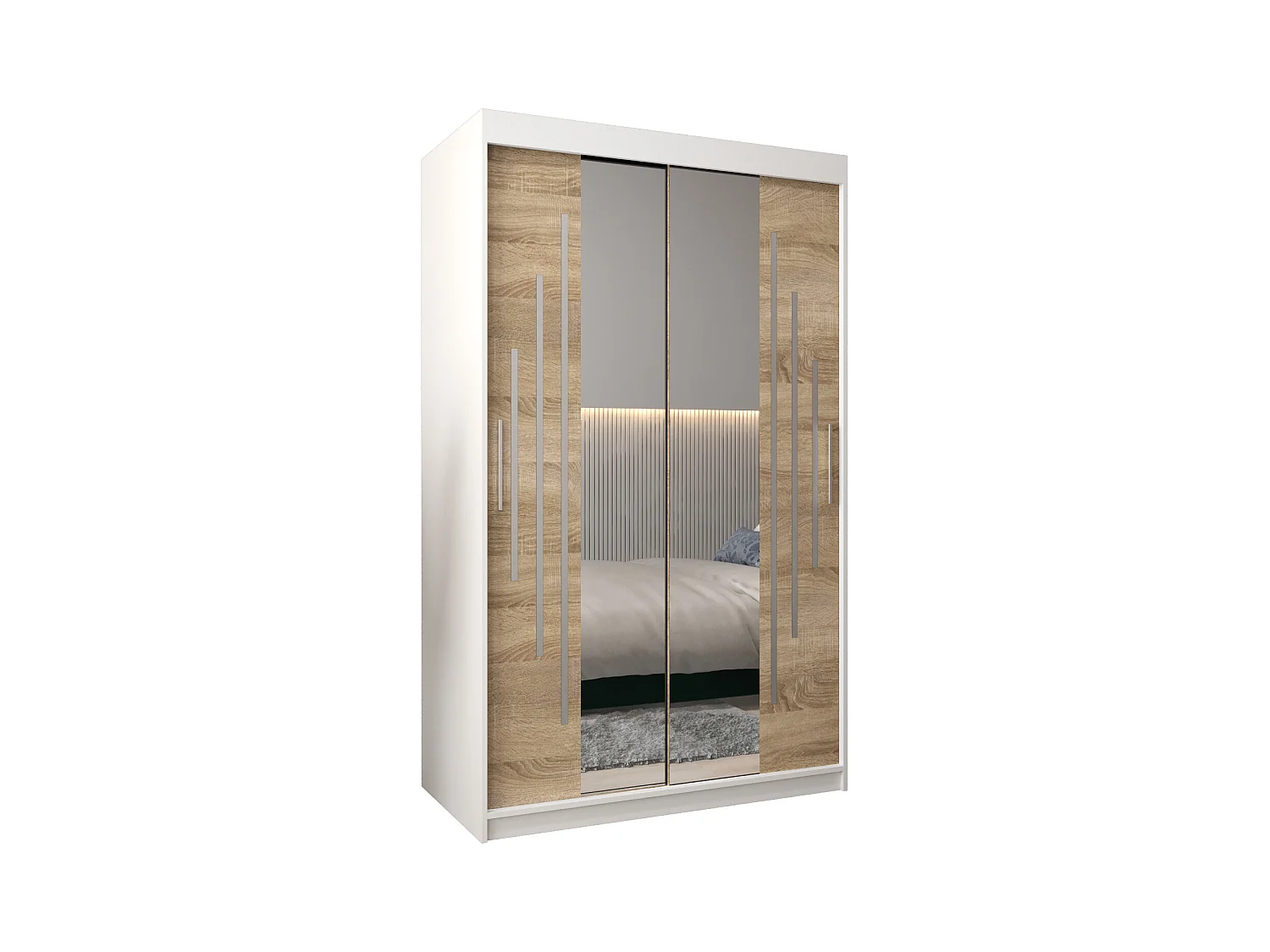SCHWEBETÜRENSCHRANK YORK 1 200/120/62 2-türig (Weiß/Sonoma)