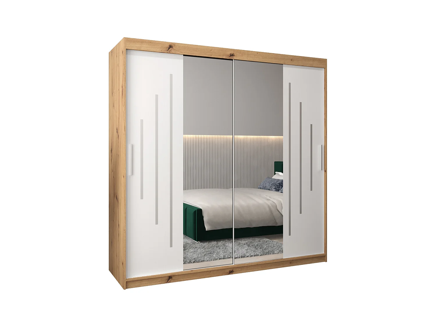 ARMOIRE YORK 1 À PORTES COULISSANTES 200/200/62 2 Portes (Artisan/Blanc)