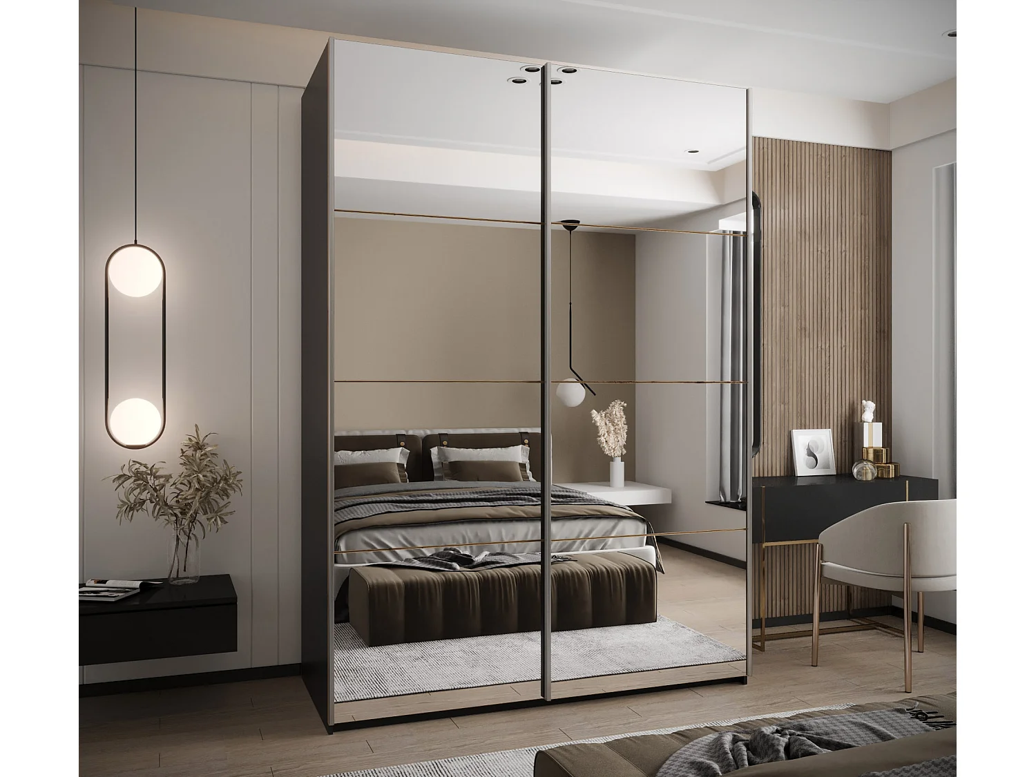 Armoire Lux 2 245,5/170/64 (Noir/Artisan/Argent)