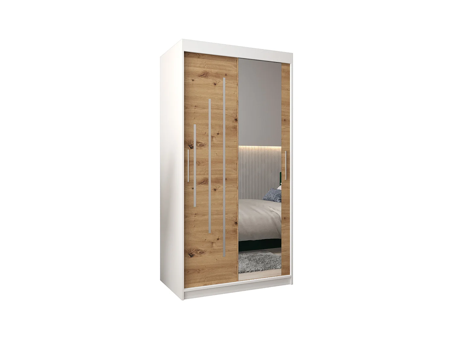 SCHWEBETÜRENSCHRANK YORK 2 200/100/62 2-türig (Weiß/Artisan)