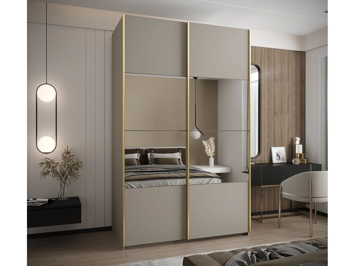 Armoire Lux 4 245,5/160/64 (Cachemire/Cachemire/Or)