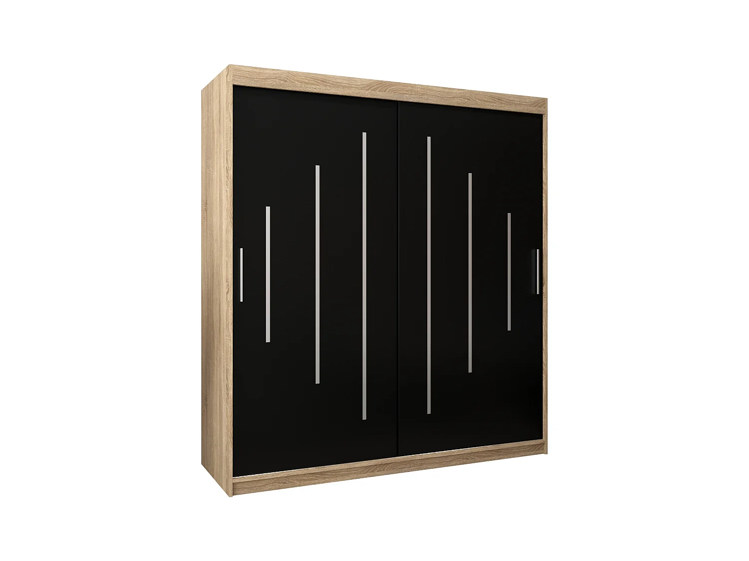 SCHWEBETÜRENSCHRANK YORK 200/180/62 2-türig (Sonoma/Schwarz)