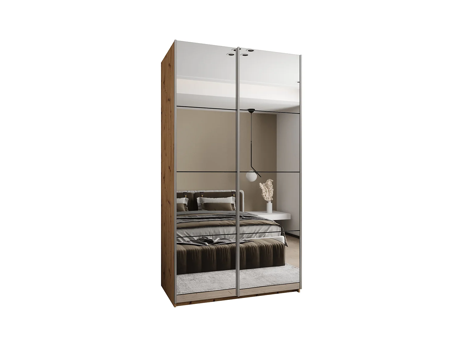 Armoire Lux 2 245,5/130/64 (Artisan/Noir/Argent)