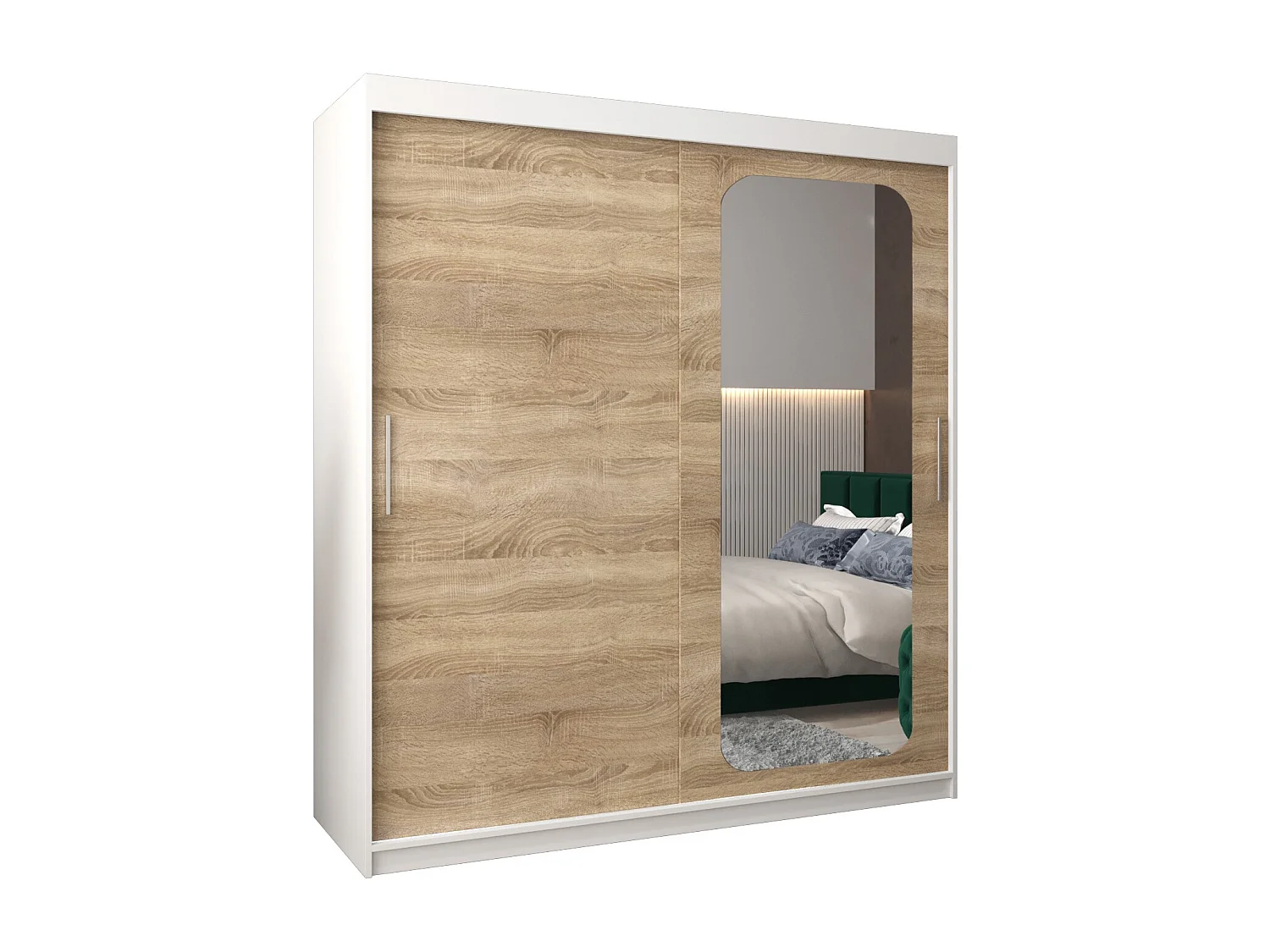 ARMOIRE PROMO T2 À PORTES COULISSANTES 200/180/62 2 Portes (Blanc/Sonoma)