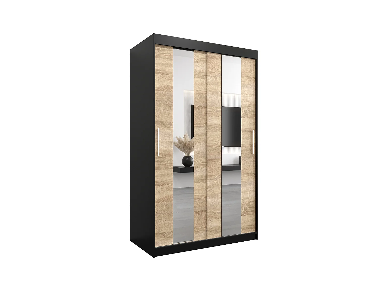 Armoire Pole À Portes Coulissantes 200/120/62 2 portes (Noir/Sonoma)