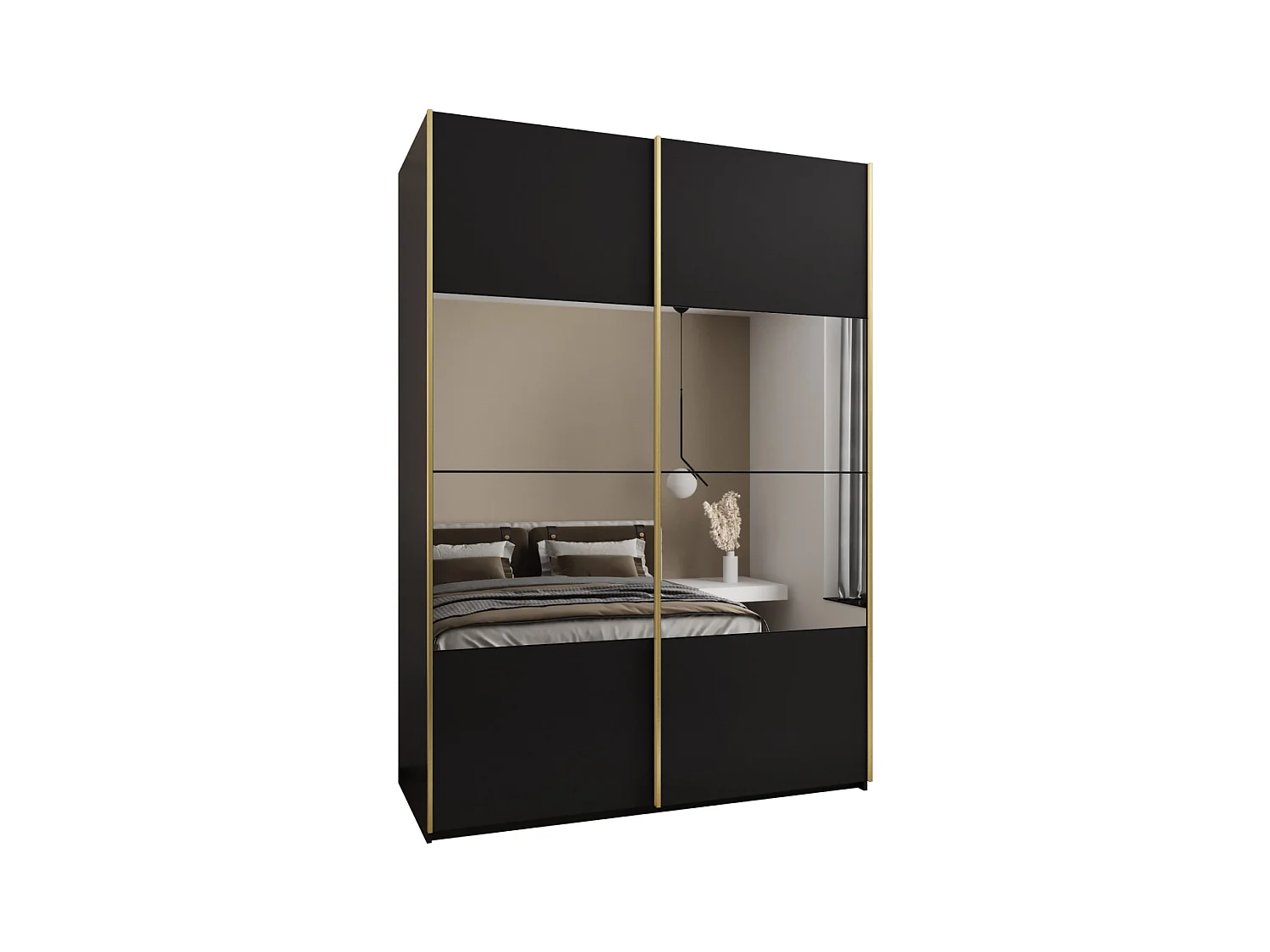 Armoire Lux 4 245,5/170/64 (Noir/Noir/Or)