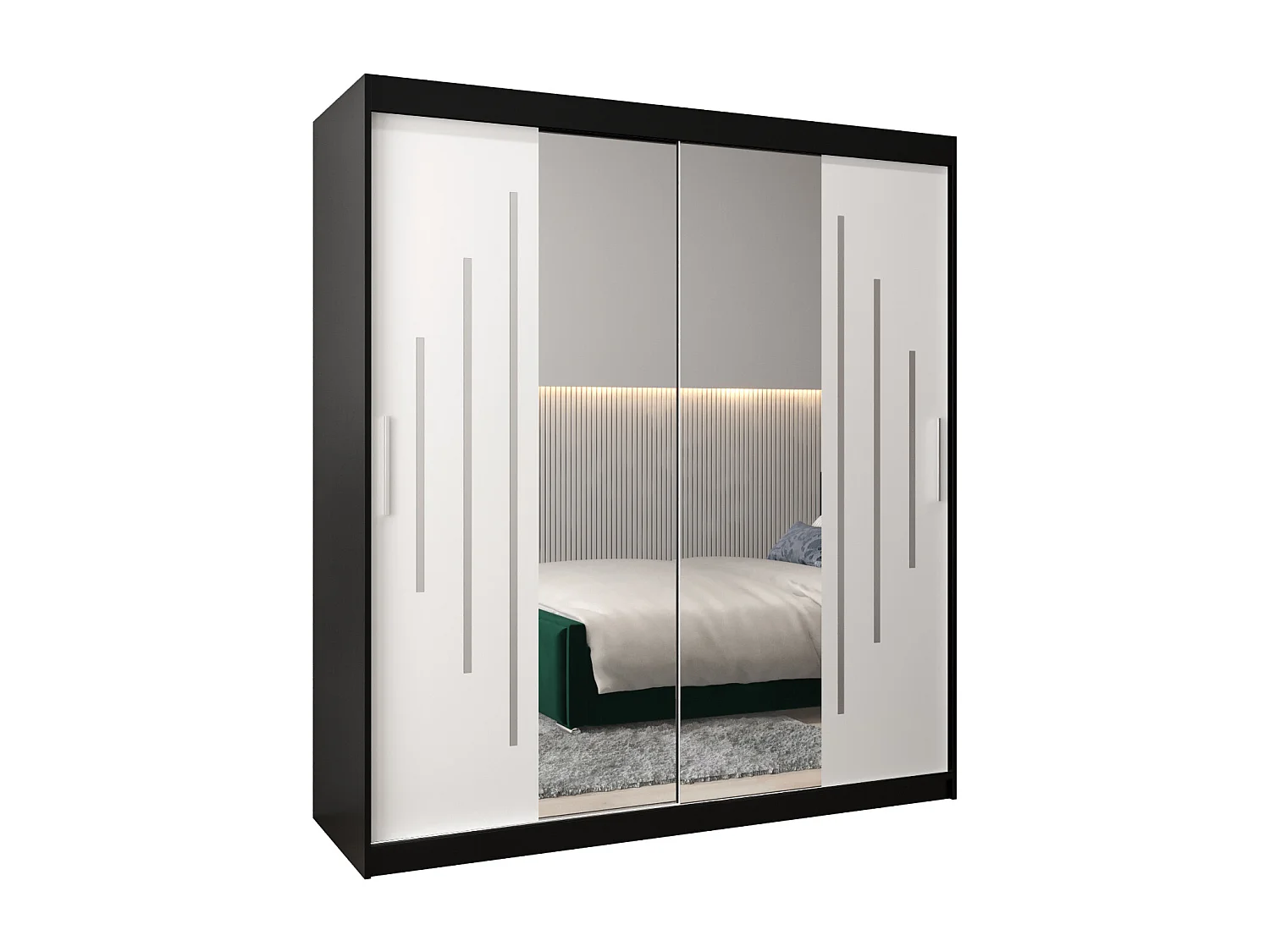 SCHWEBETÜRENSCHRANK YORK 1 200/180/62 2-türig (Schwarz/Weiß)