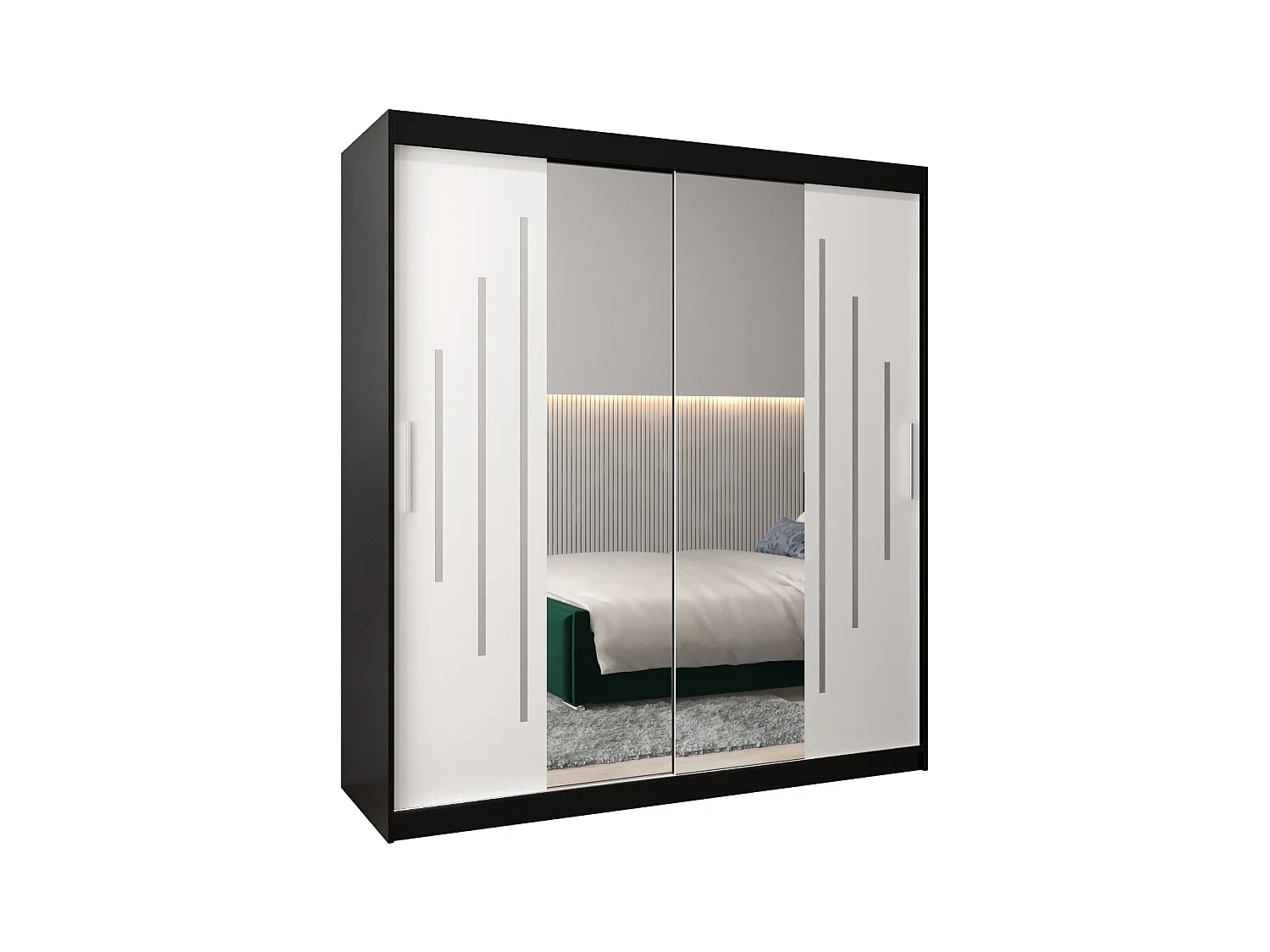 SCHWEBETÜRENSCHRANK YORK 1 200/180/62 2-türig (Schwarz/Weiß)