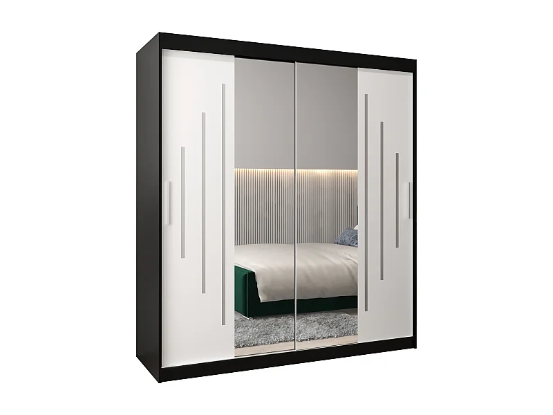 ARMOIRE YORK 1 À PORTES COULISSANTES 200/180/62 2 Portes (Noir/Blanc)