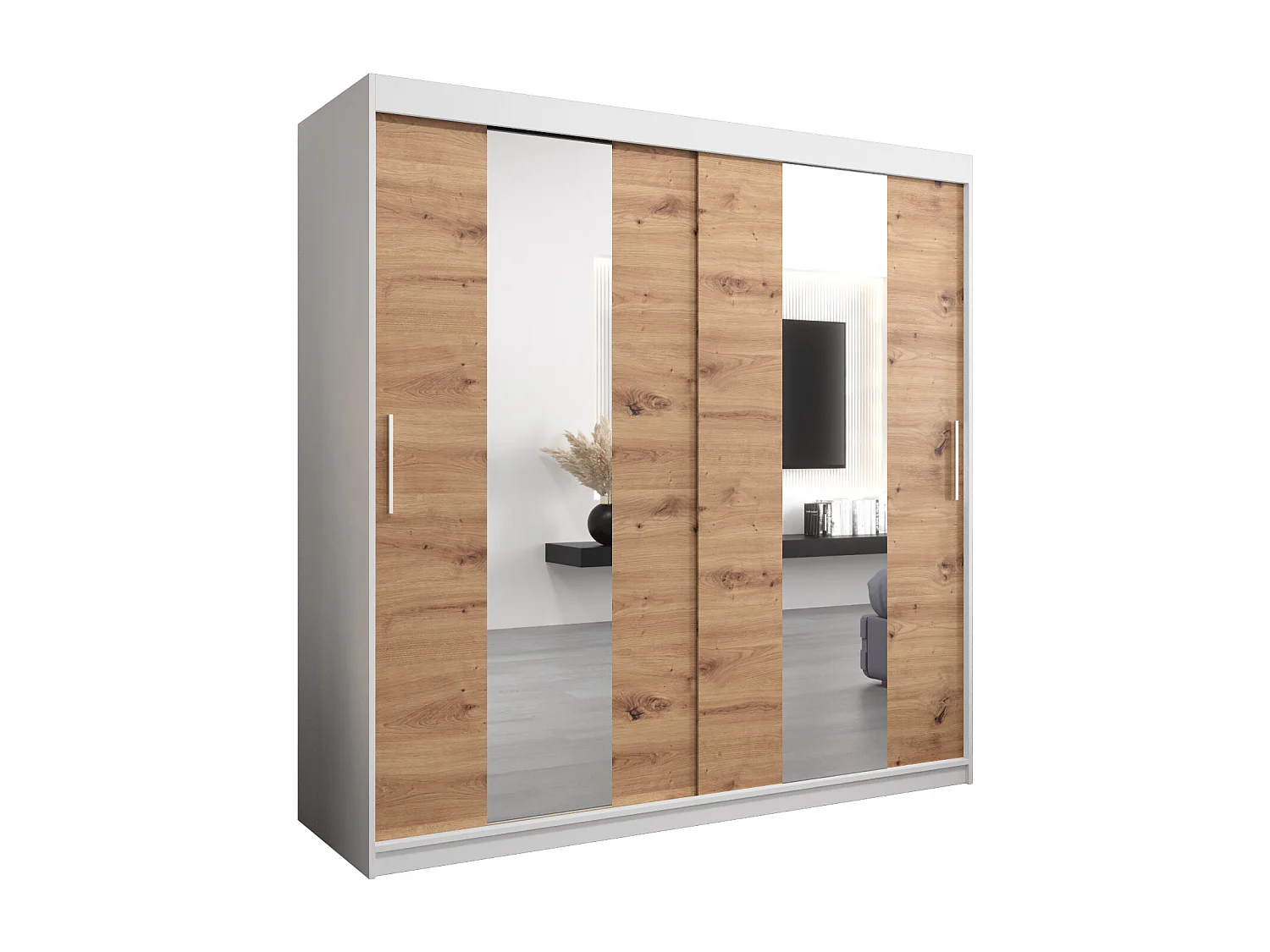 Armoire Pole À Portes Coulissantes 200/200/62 2 portes (Blanc/Artisan)