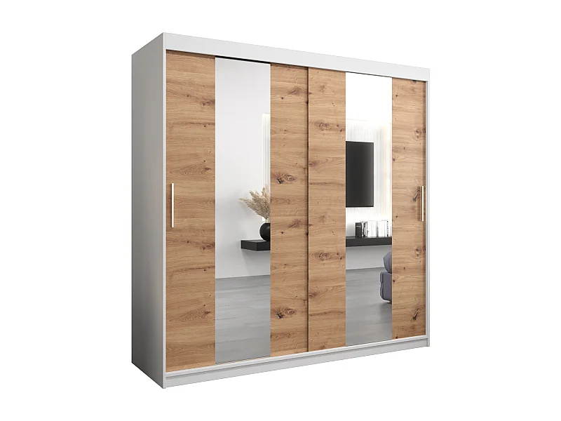 Pole kledingkast met schuifdeuren 200/200/62 2 deuren (wit/artisan)