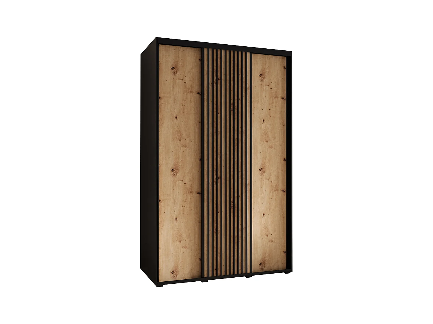 ARMADIO LANKO 1 AD ANTE SCORREVOLI 235,2/150/45 3 porte (Nero/Artisan)