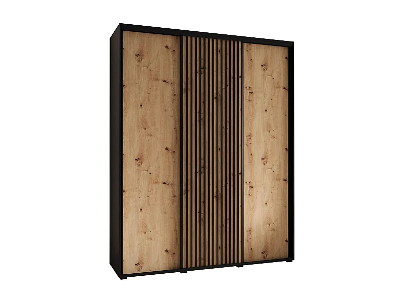 SCHWEBETÜRENSCHRANK SAPPORO 1 205,2/200/60 3-türig (Schwarz/Artisan)