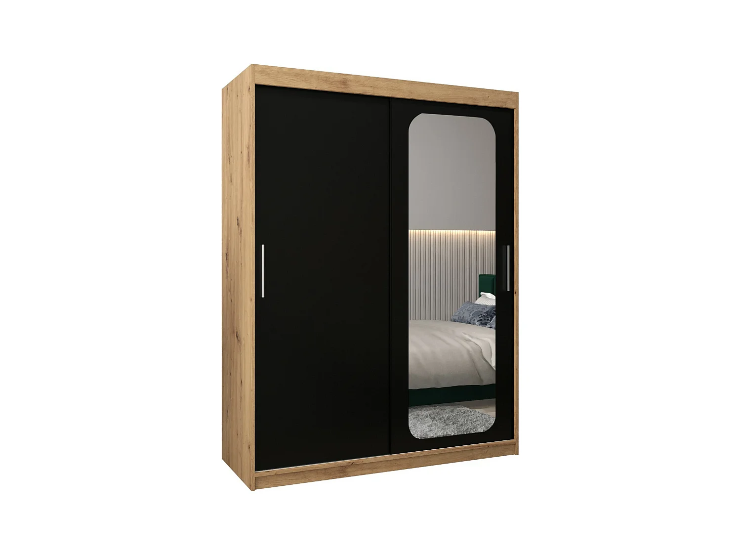 PROMO T2 KLEDINGKAST MET SCHUIFDEUREN 200/150/62 2 deuren (artisan/zwart)