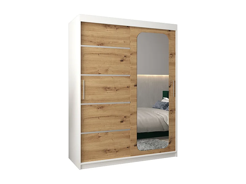 ARMOIRE PROMO V2 À PORTES COULISSANTES 200/150/62 2 Portes (Blanc/Artisan)