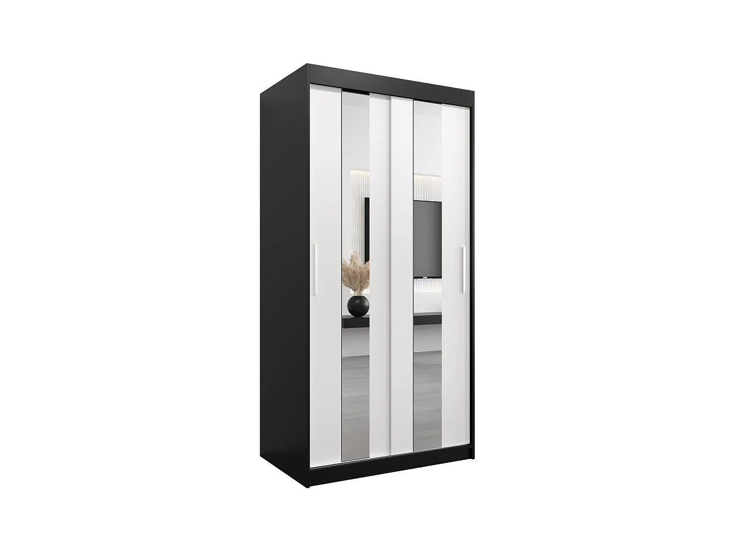 Armoire Pole À Portes Coulissantes 200/100/62 2 portes (Noir/Blanc)