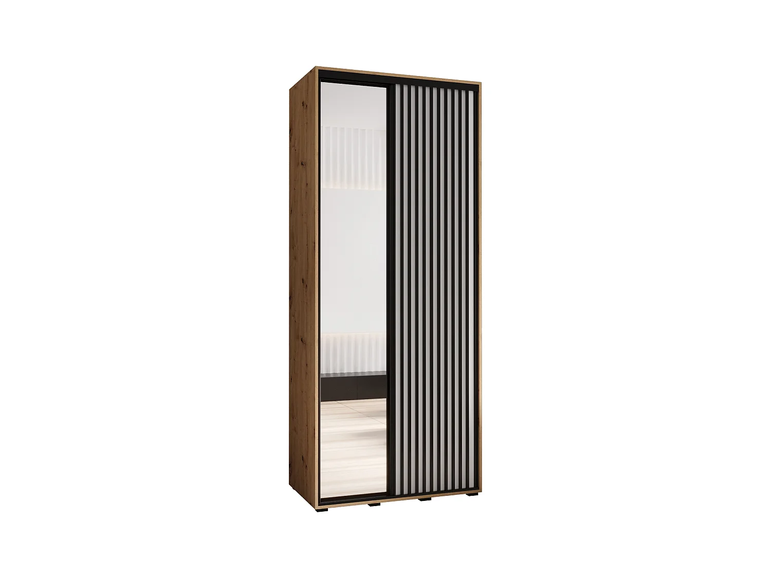 ARMOIRE SAPPORO 2 À PORTES COULISSANTES 205,2/120/60 2 Portes (Artisan/Blanc)