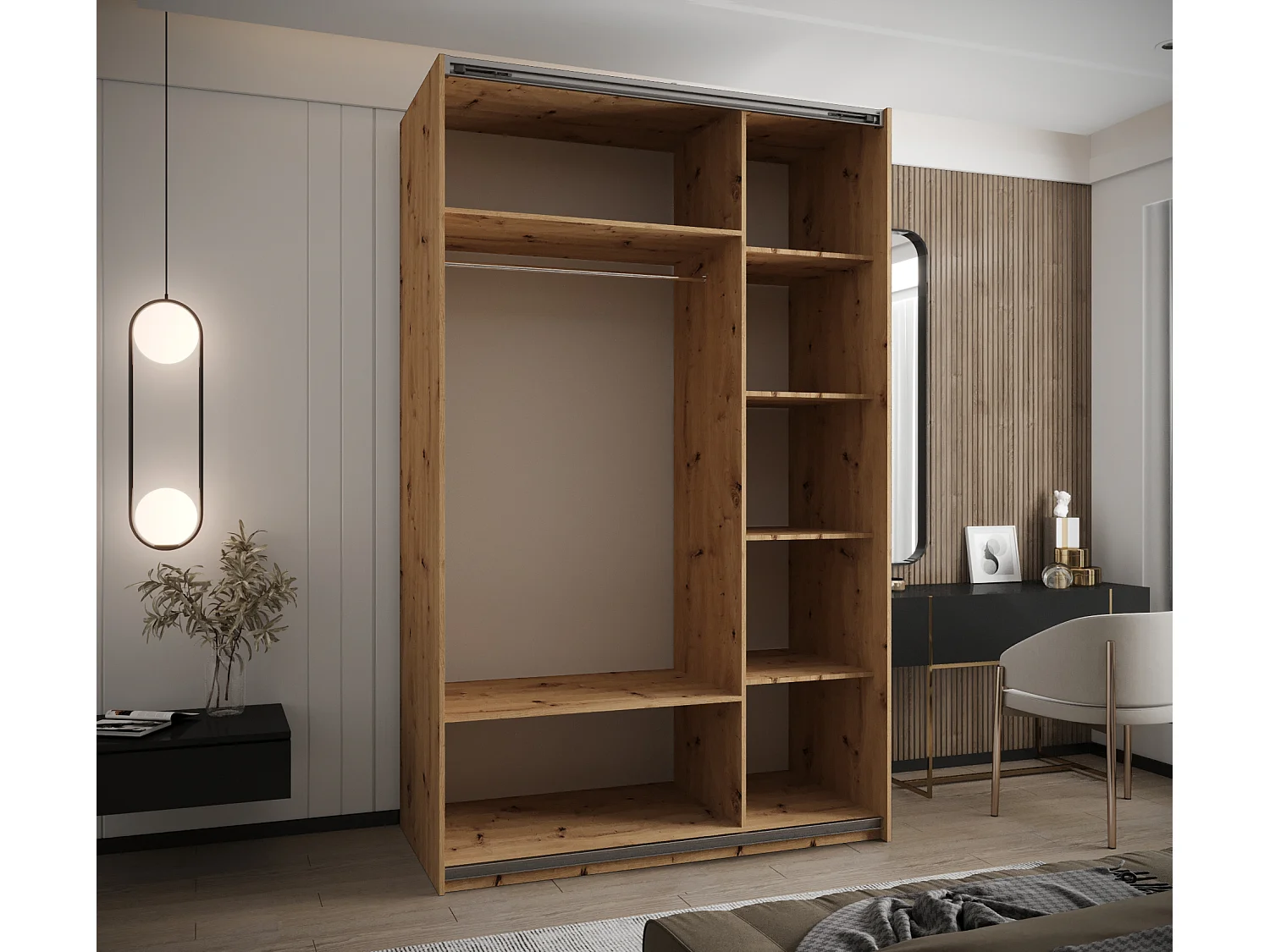 Armoire Lux 3 245,5/150/64 (Artisan/Artisan/Argent)