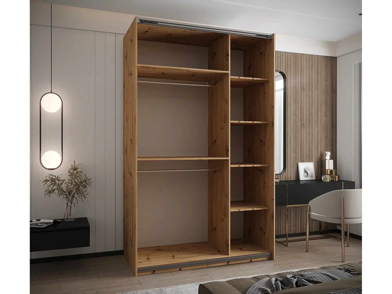 Armoire Lux 3 245,5/150/64 (Artisan/Artisan/Argent)