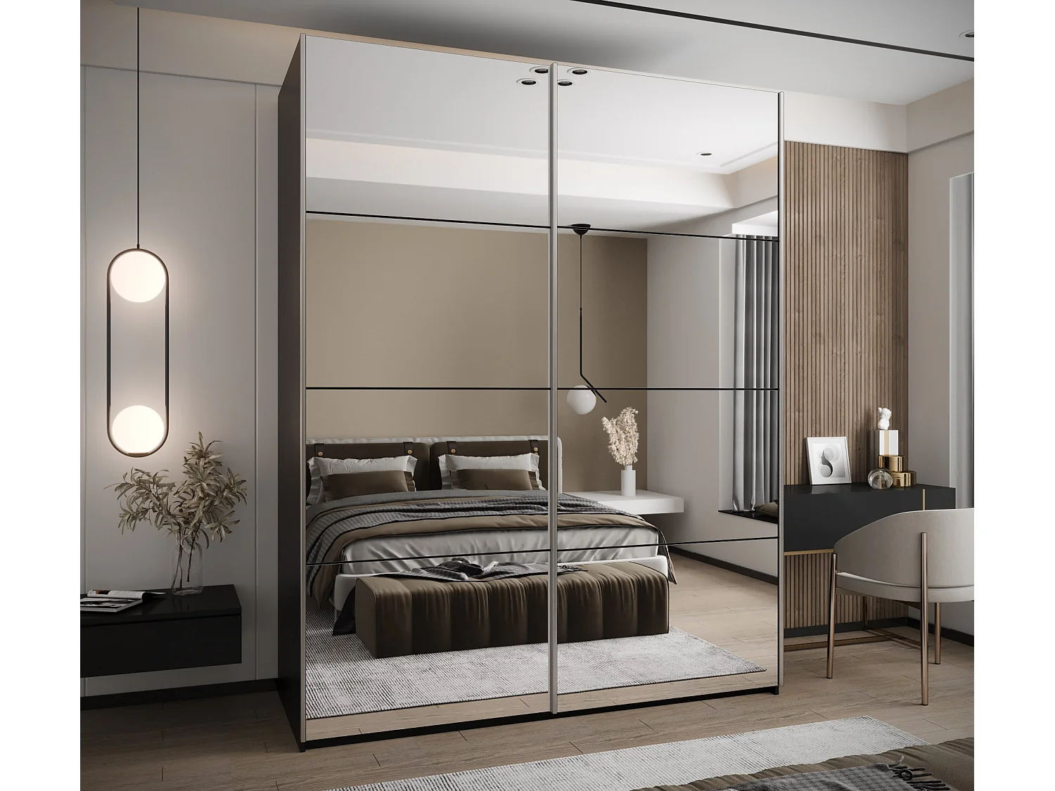 Armoire Lux 2 245,5/200/64 (Noir/Noir/Argent)