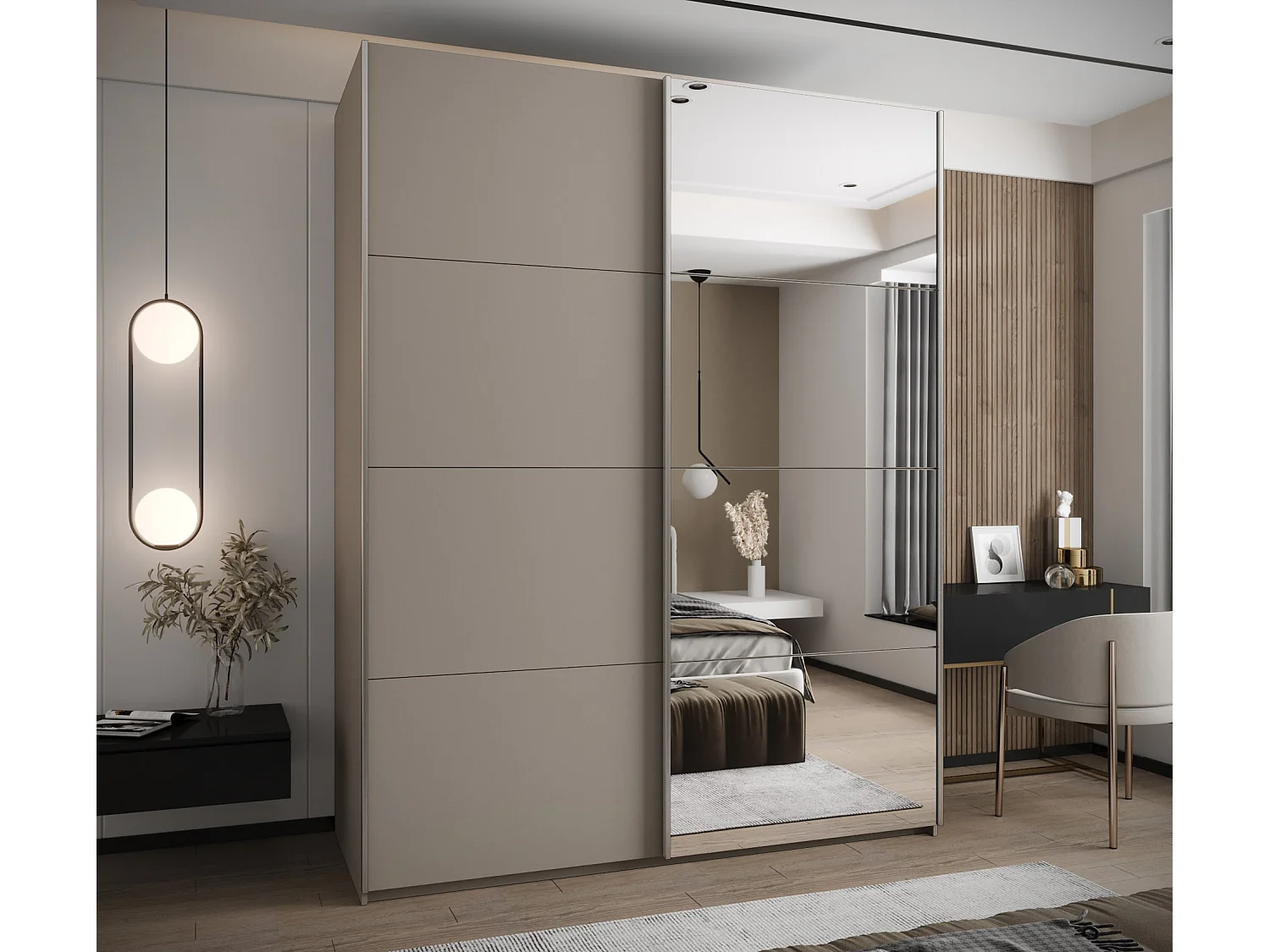 Armoire Lux 3 245,5/190/64 (Cachemire/Cachemire/Argent)