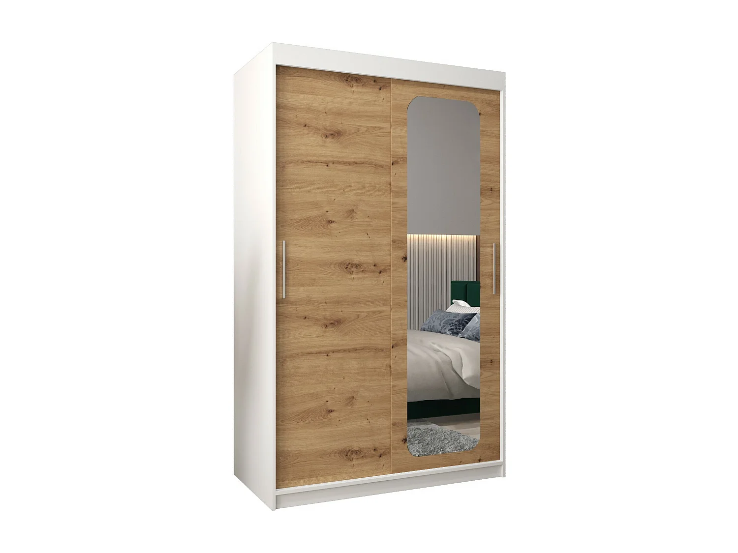 ARMOIRE PROMO T2 À PORTES COULISSANTES 200/120/62 2 Portes (Blanc/Artisan)