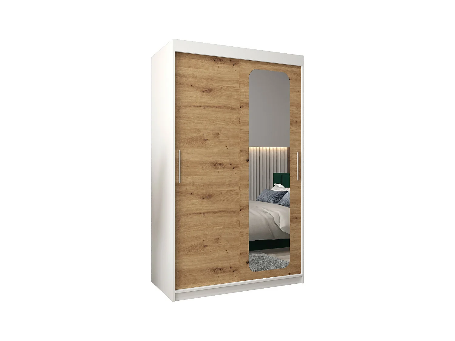 ARMOIRE PROMO T2 À PORTES COULISSANTES 200/120/62 2 Portes (Blanc/Artisan)