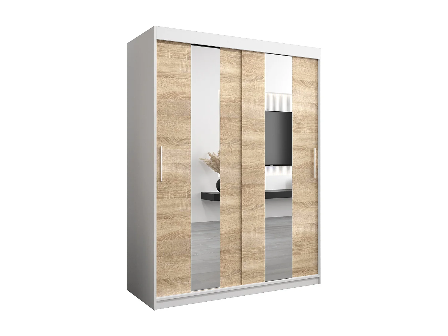 Armoire Pole À Portes Coulissantes 200/150/62 2 portes (Blanc/Sonoma)