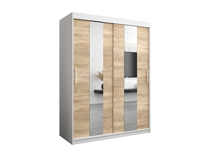 Armoire Pole À Portes Coulissantes 200/150/62 2 portes (Blanc/Sonoma)