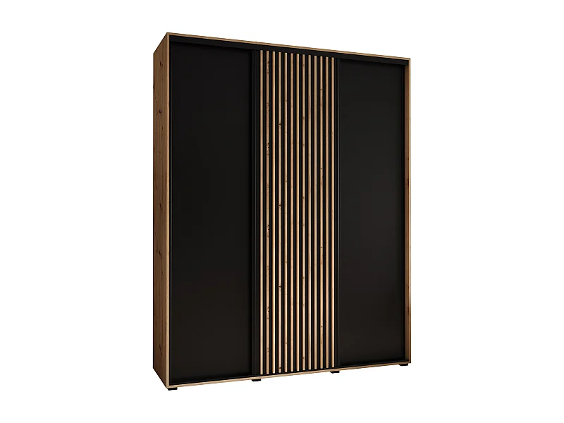 ARMOIRE LANKO 1 À PORTES COULISSANTES 235,2/190/60 3 Portes (Artisan/Noir)
