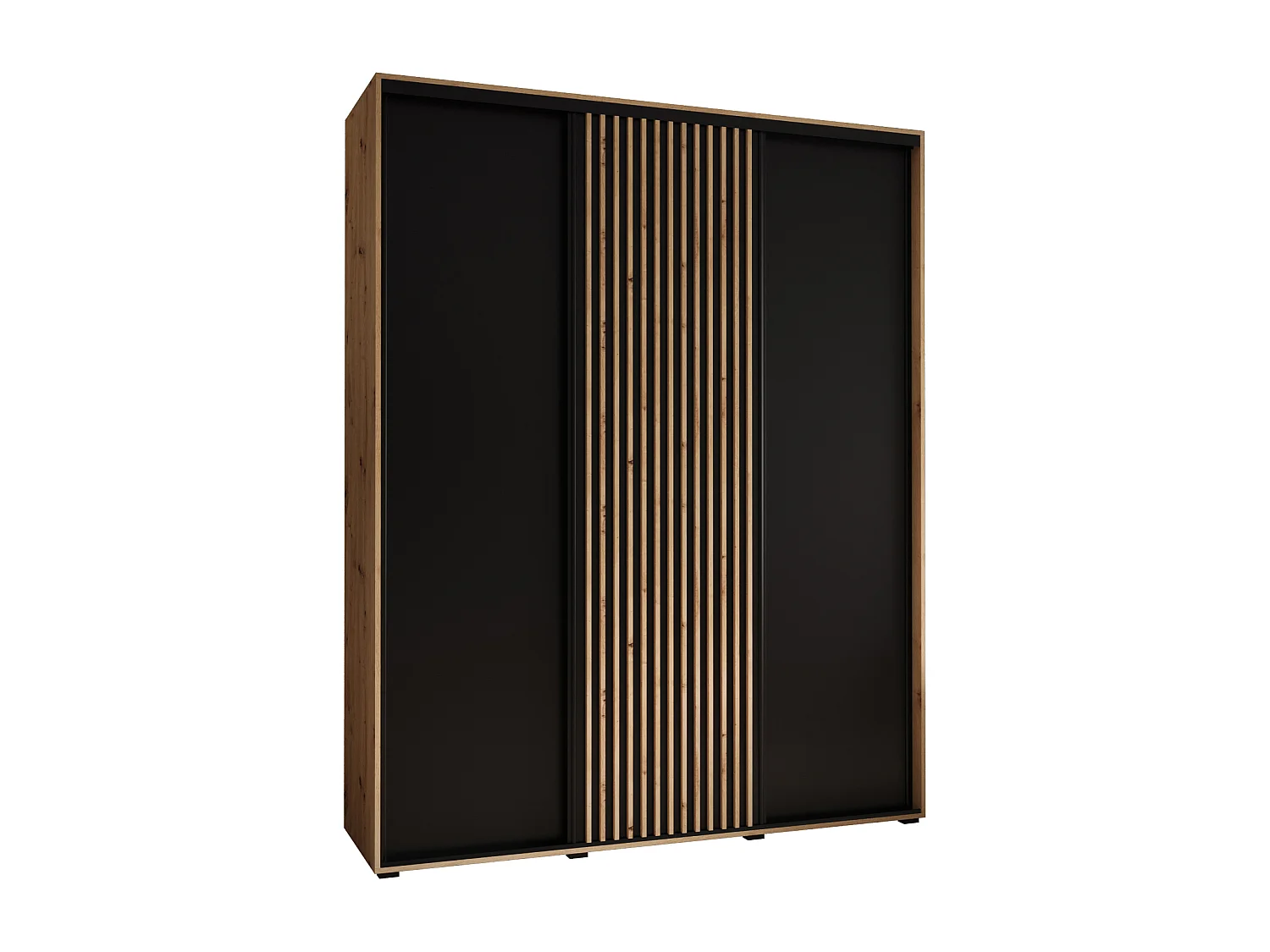 ARMADIO LANKO 1 AD ANTE SCORREVOLI 235,2/190/60 3 porte (Artisan/Nero)