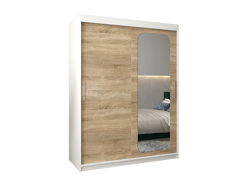 PROMO T2 KLEDINGKAST MET SCHUIFDEUREN 200/150/62 2 deuren (wit/sonoma)