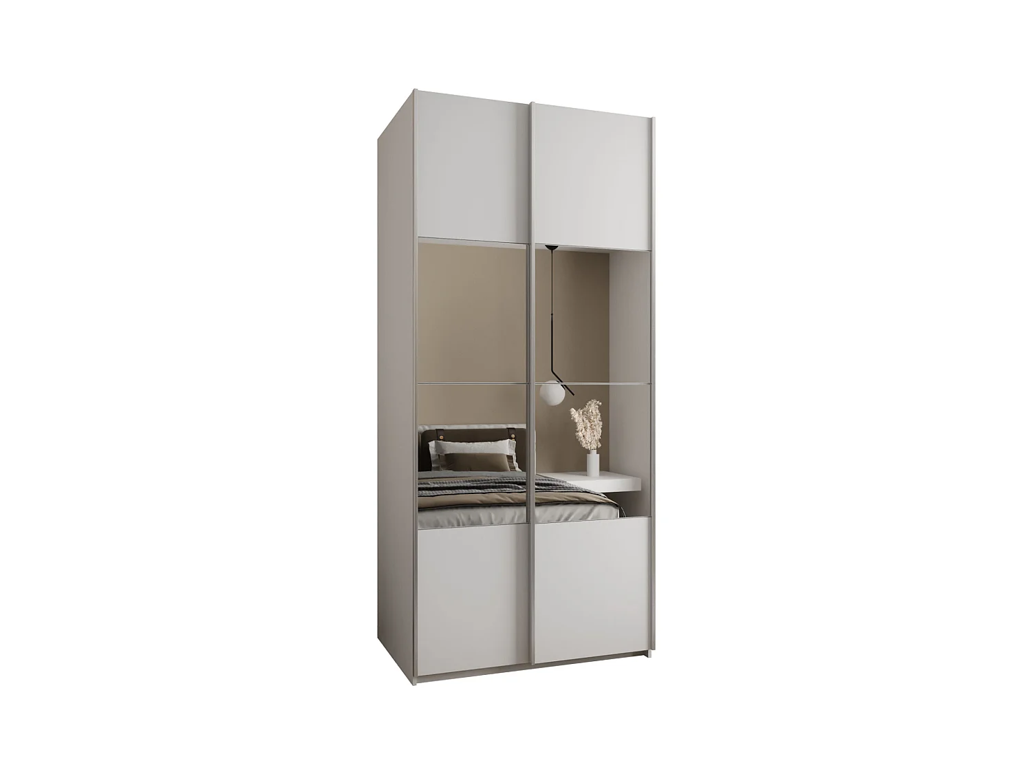 SCHWEBETÜRENSCHRANK Lux 4 245,5/120/64 (Weiß/Weiß/Silber)