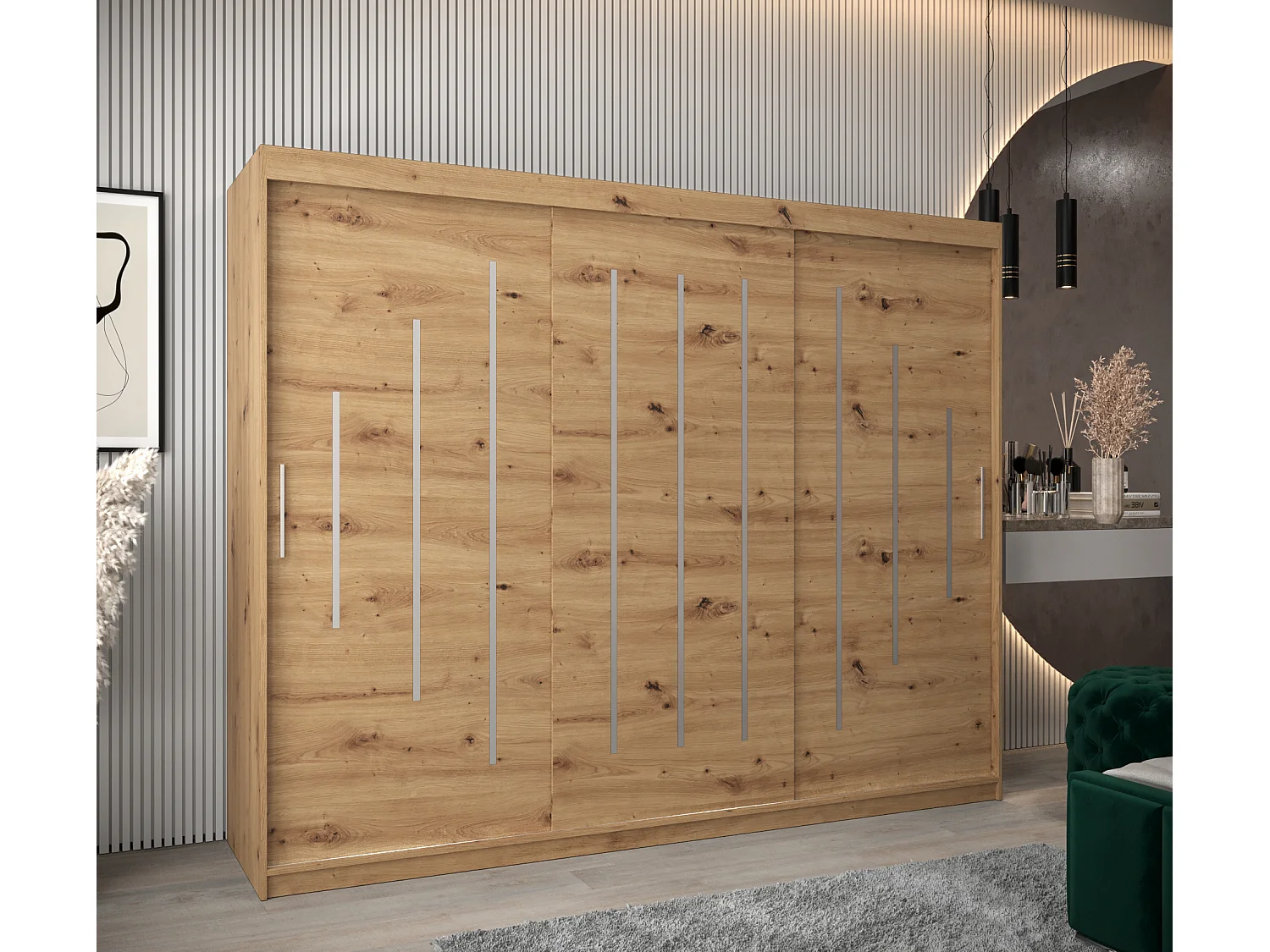 ARMOIRE YORK À PORTES COULISSANTES 200/250/62 3 Portes (Artisan/Artisan)