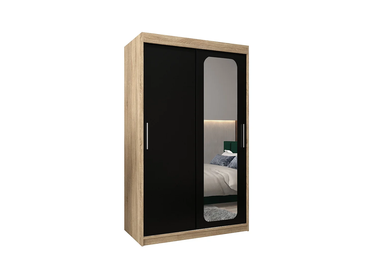 ARMADIO PROMO T2 AD ANTE SCORREVOLI 200/120/62 2 porte (Sonoma/Nero)