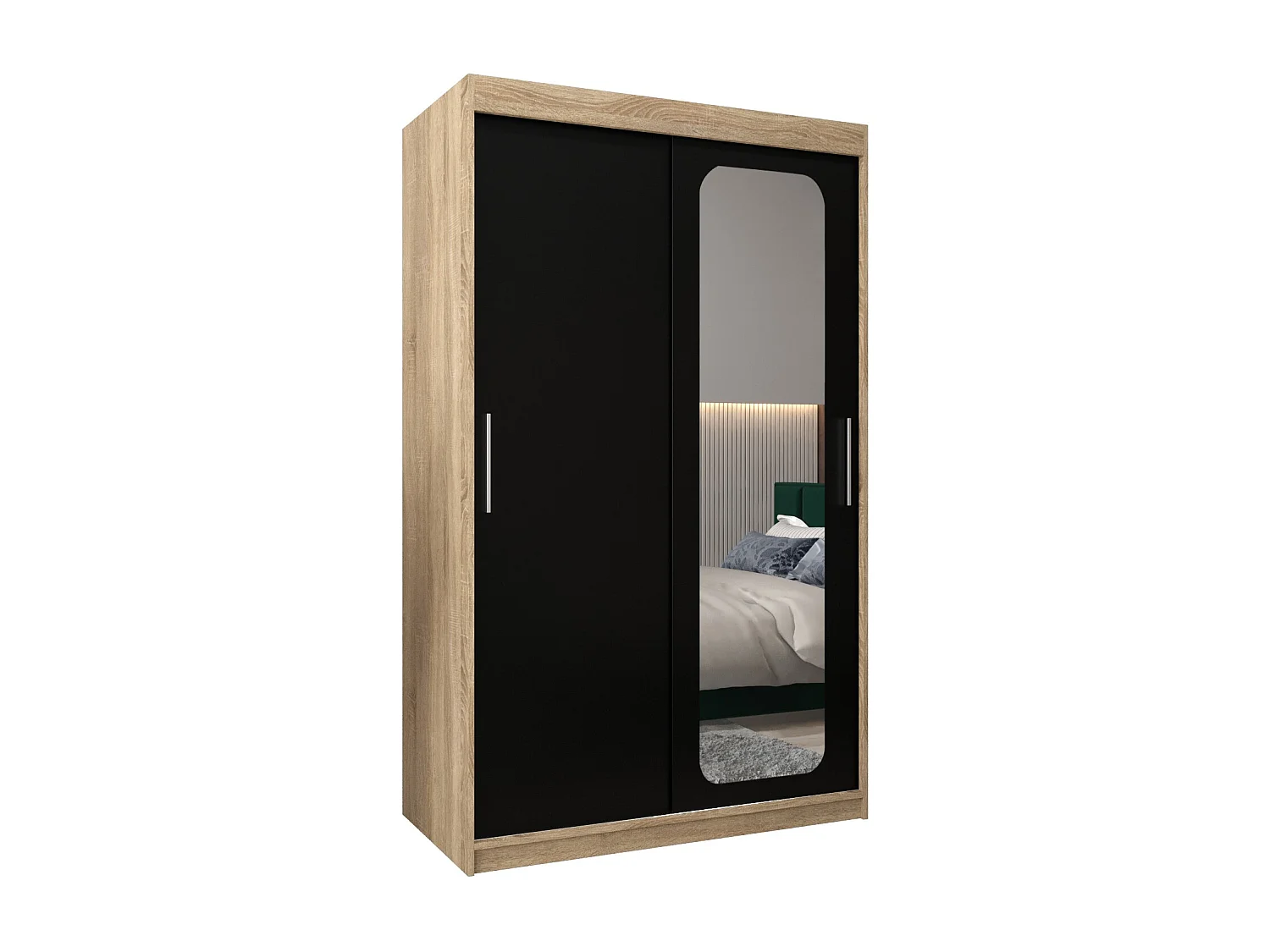 PROMO T2 KLEDINGKAST MET SCHUIFDEUREN 200/120/62 2 deuren (sonoma/zwart)