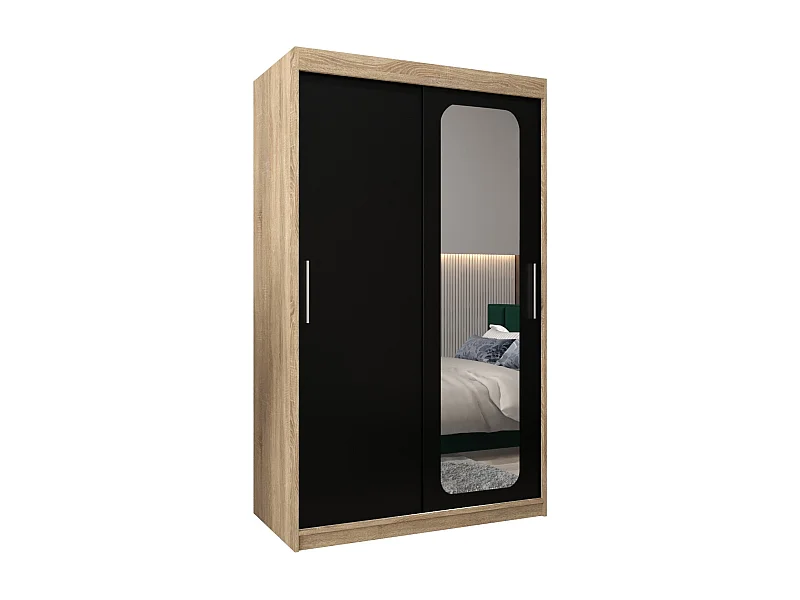 SCHWEBETÜRENSCHRANK PROMO T2 200/120/62 2-türig (Sonoma/Schwarz)