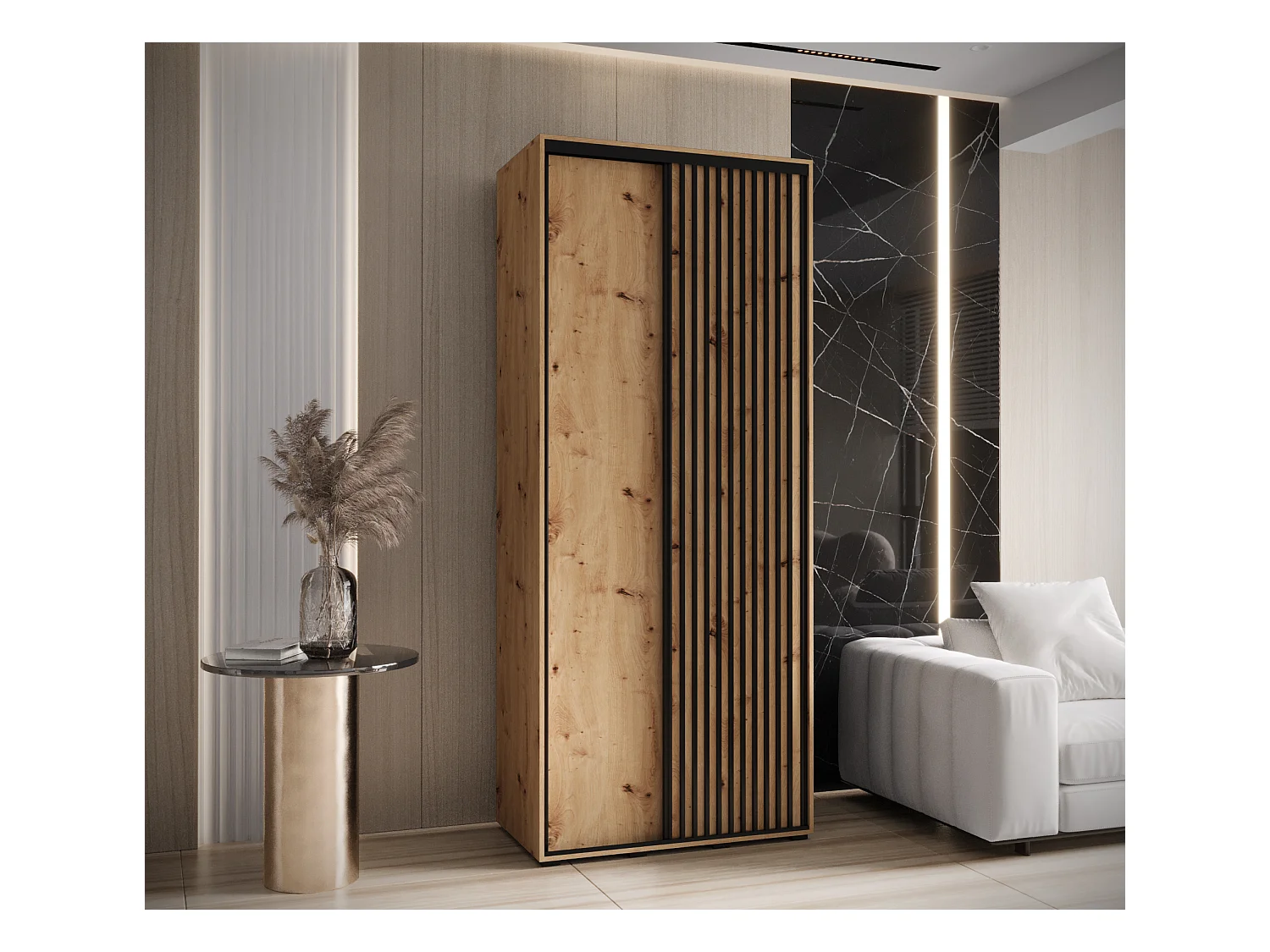 ARMOIRE LANKO 1 À PORTES COULISSANTES 235,2/120/60 2 Portes (Artisan/Artisan)