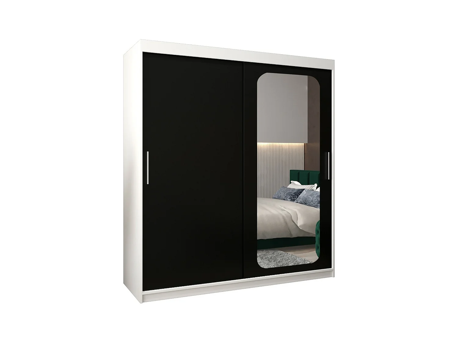 PROMO T2 KLEDINGKAST MET SCHUIFDEUREN 200/180/62 2 deuren (wit/zwart)