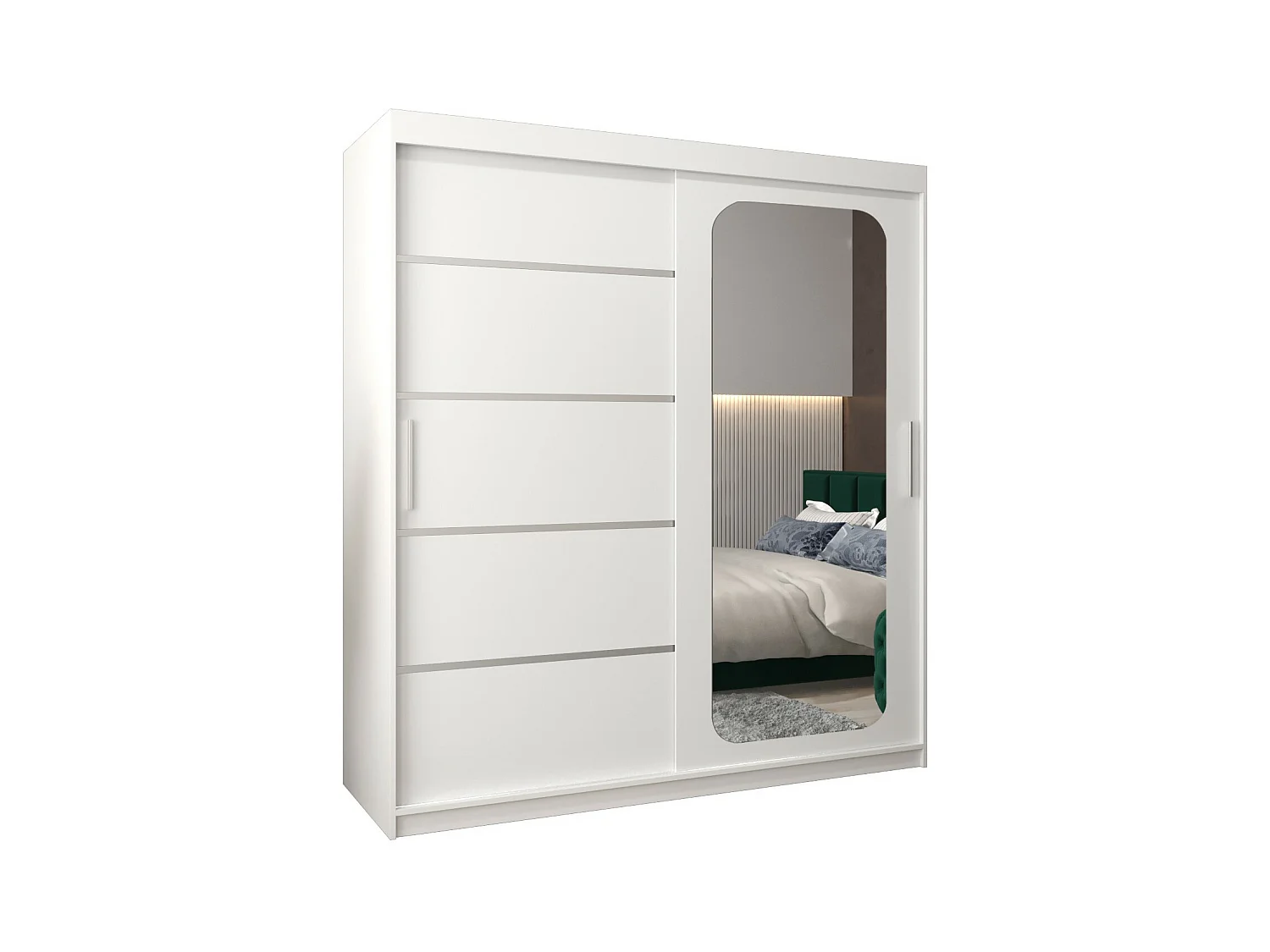 ARMOIRE PROMO V2 À PORTES COULISSANTES 200/180/62 2 Portes (Blanc/Blanc)