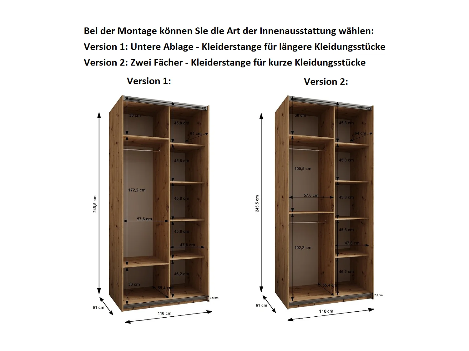 SCHWEBETÜRENSCHRANK Lux 3 245,5/110/64 (Kaschmir/Kaschmir/Schwarz)