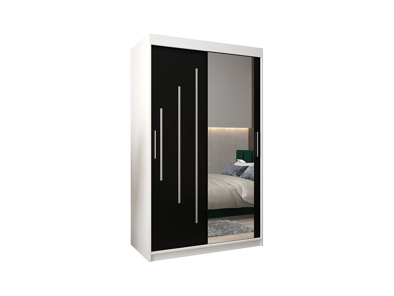 ARMOIRE YORK 2 À PORTES COULISSANTES 200/120/62 2 Portes (Blanc/Noir)