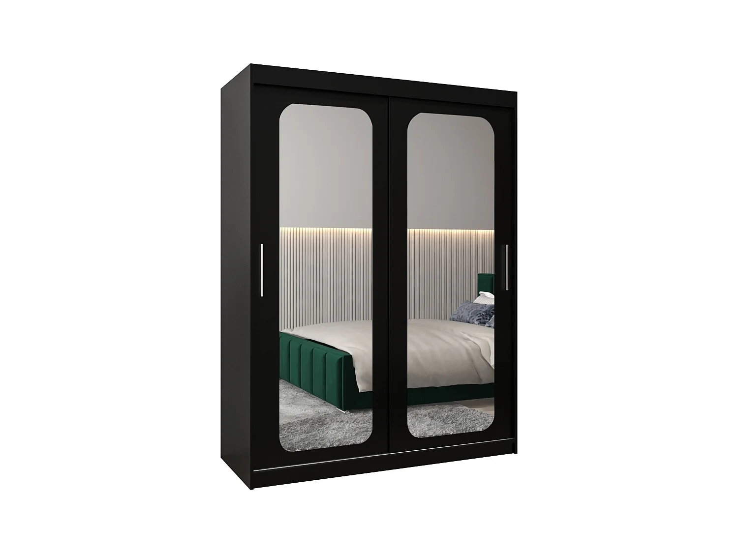 PROMO T3 KLEDINGKAST MET SCHUIFDEUREN 200/150/62 2 deuren (zwart/zwart)