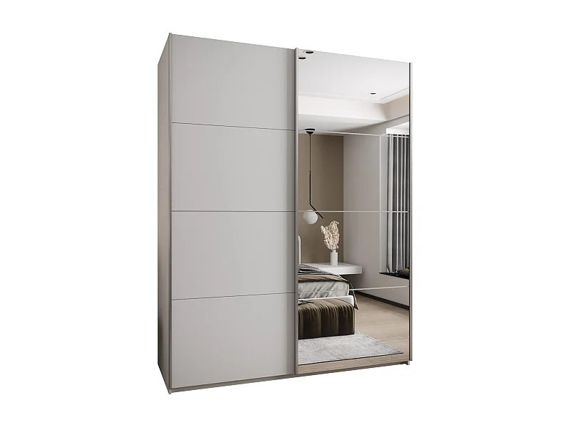 Armoire Lux 3 245,5/200/64 (Blanc/Blanc/Argent)