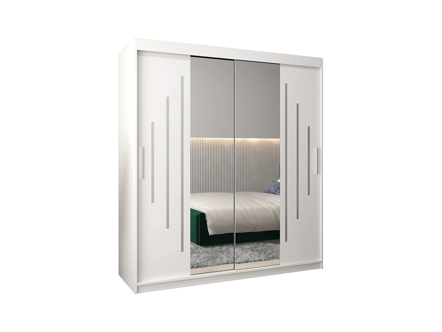 SCHWEBETÜRENSCHRANK YORK 1 200/180/62 2-türig (Weiß/Weiß)