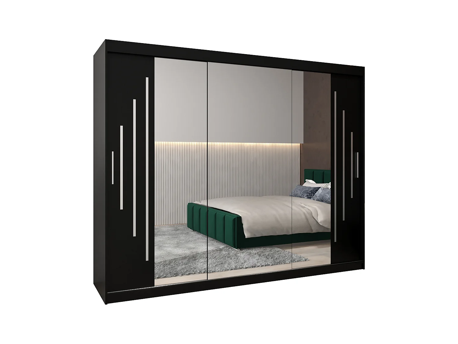ARMOIRE YORK 2 À PORTES COULISSANTES 200/250/62 3 Portes (Noir/Noir)