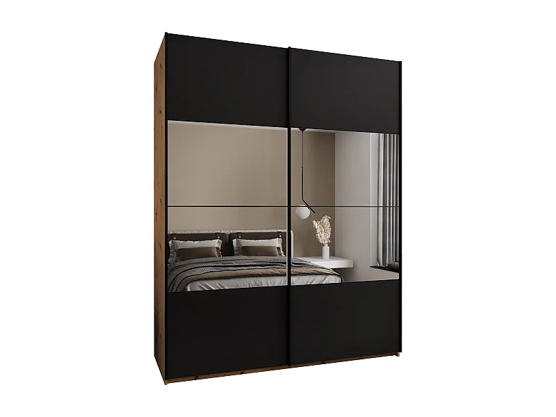 SCHWEBETÜRENSCHRANK Lux 4 245,5/200/64 (Artisan/Schwarz/Schwarz)