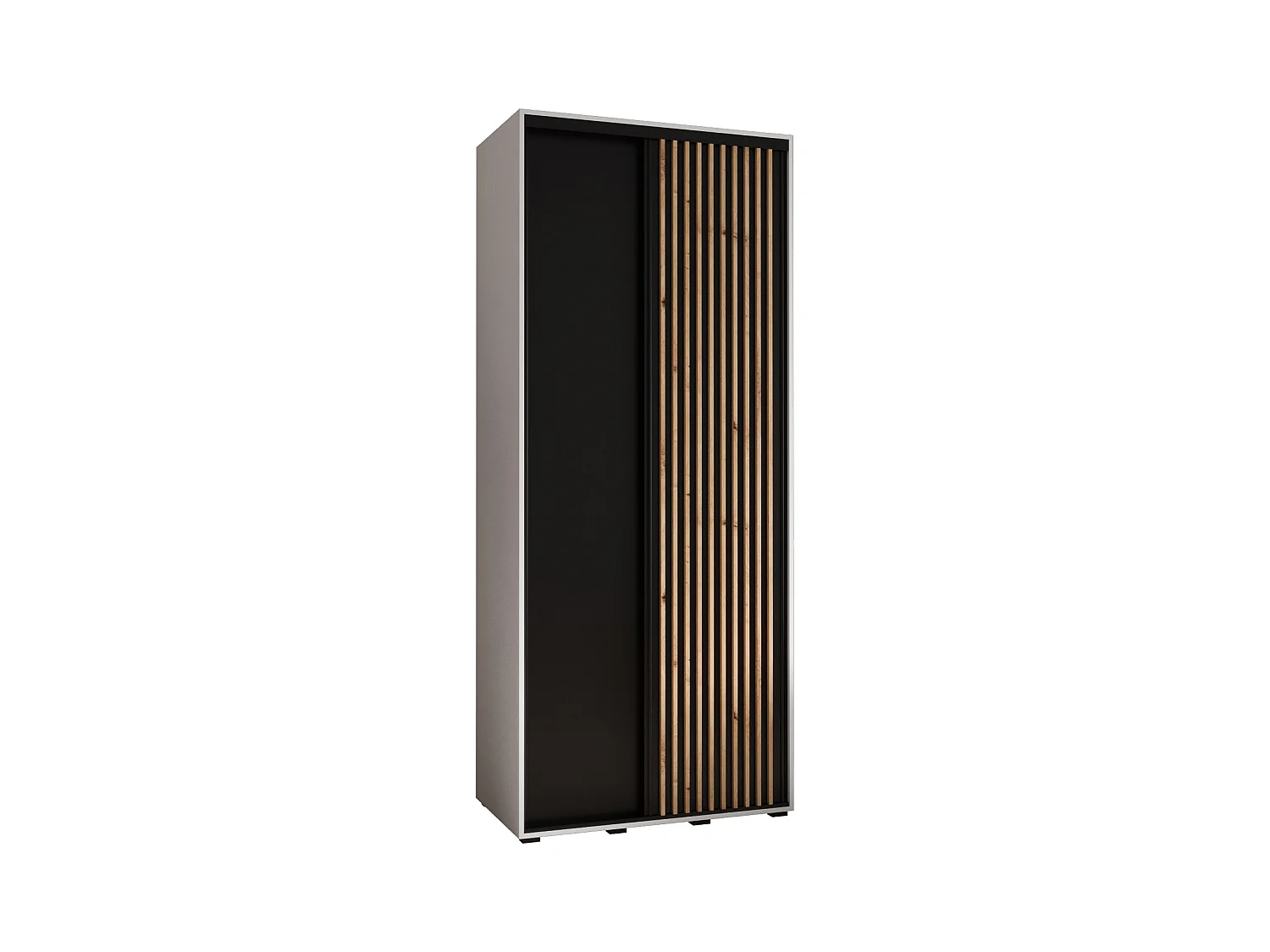 ARMOIRE SAPPORO 1 À PORTES COULISSANTES 205,2/120/45 2 Portes (Blanc/Noir)