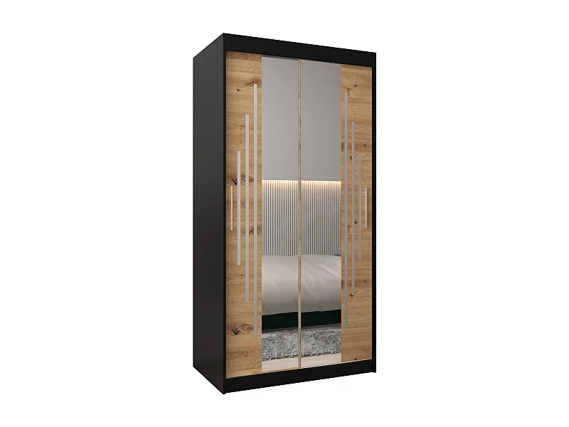 ARMOIRE YORK 1 À PORTES COULISSANTES 200/100/62 2 Portes (Noir/Artisan)